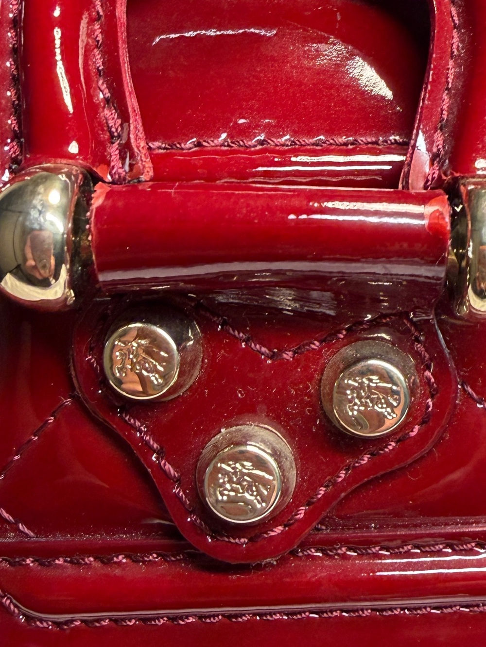 Burberry Vintage Red Quilted Patent Leather Manor Bag EUC - Picture 8 of 16